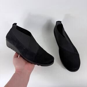 The Flexx Ankle Boots Women's 8.5 Black Suede Sip-On Wedge Heel Breathable